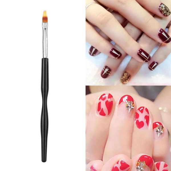 

1pc uv gel brush painting liner pen 4 types flat gradual round carved brush pen nail art drawing manicure tool, Yellow