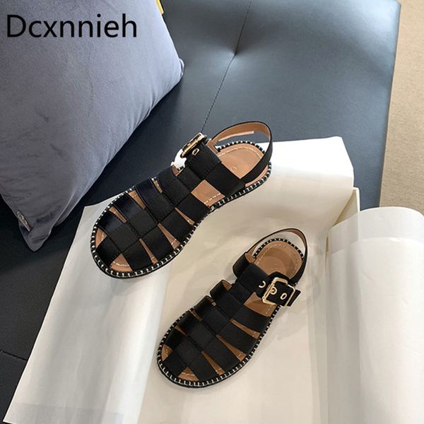 

black new satin flat sandals women feminina hollow outs round toe rome shoes ladies leisure comfort straw rope suture sandalia