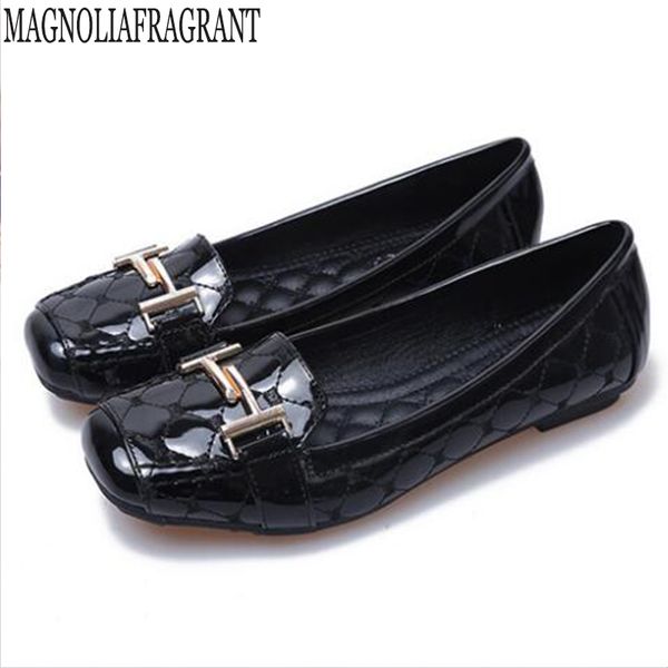

women's shoes autumn new square head metal buckle flat shoes soft bottom soft surface comfortable fashion women's y898, Black