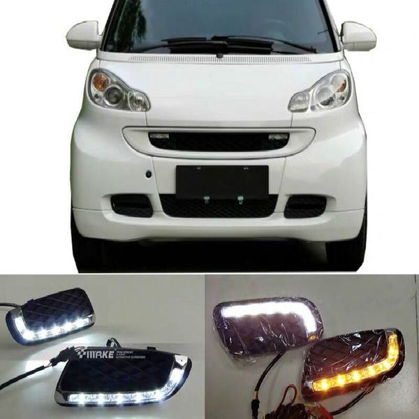 

автомобиль 2pcs drl для smart fortwo 2008 2009 2010 2011 дневные ходовые огни противотуманные head lamp крышка автомобиля стиль