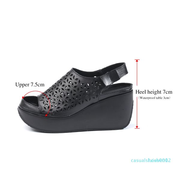

2020 luxury fashion luxury designer women shoes sandals vintage genuine leather thick bottom sandals high heels gladiator casual women l02, Black