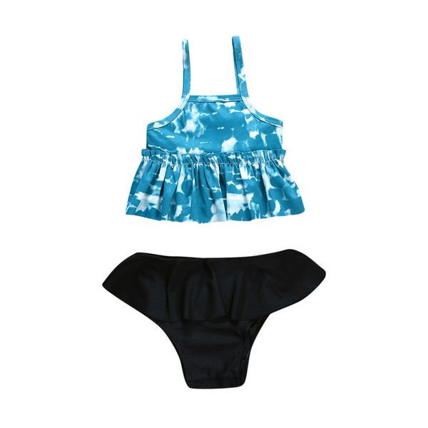 

2pcs toddler girls sky print vest shorts swimwear bathing set outfits swimsuit bikini set 2020 push up swimwear girl#w children's swimw