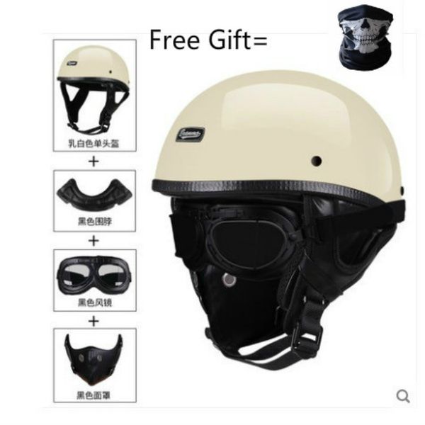 

skull cap motorcycle helmet vintage half face helmet retro german style chopper cruiser