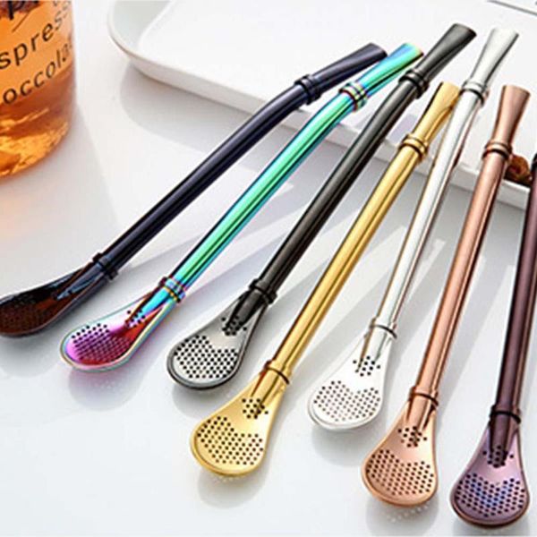 

1pc drinking straw stainless steel yerba mate straw gourd bombilla filter spoons reusable metal pro tea tools bar accessories
