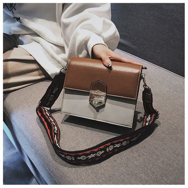 

New Fashion Two-tone Messenger Wide Strap Plaid Shoulder Tote Bags Purse Maishang wanggong /11
