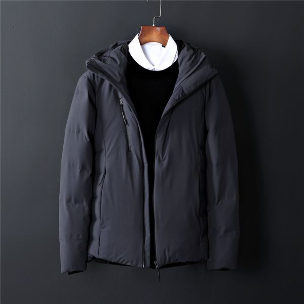 

80% white duck down winter down jacket for men fashion hooded jacket short black warm slim parka size m-3xl