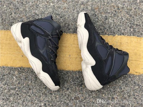 

2019 kanye west 500 high slate running shoes authentic designer black suede wave runner men women sports sneakers fw4968 with box