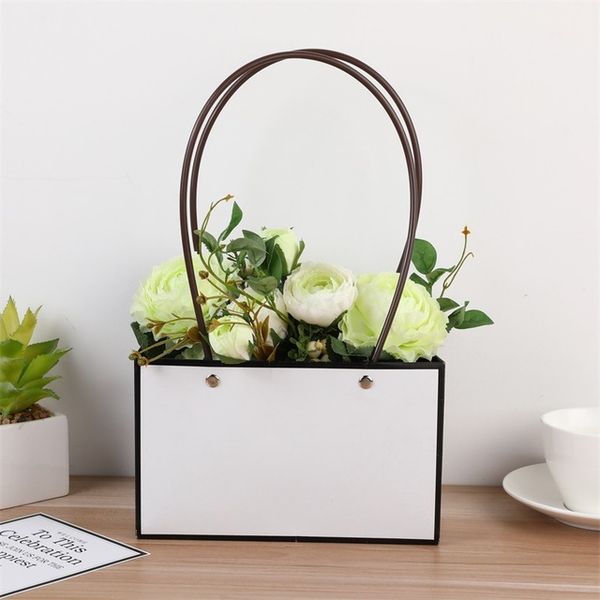 

square plant flower tote bag white card color printing paper bag universal flower packaging waterproof gift bag custom logo