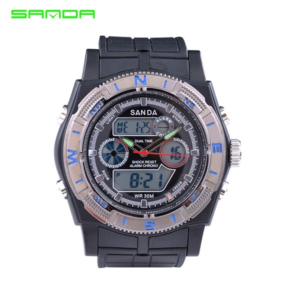 

watches sanda men led digital analog multi function watches sport watch men relogio masculino, Slivery;brown