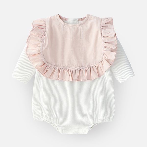 

2019 spring newborn baby long sleeve ruffles princess party cute bodysuits infant girls jumpsuits kids clothes roupas de bebe, White