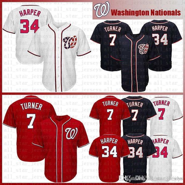 

Washington Baseball Jersey Nationals 34 Bryce Harper 7 Trea Turner Jerseys size m-xxxl adult mens free shipping
