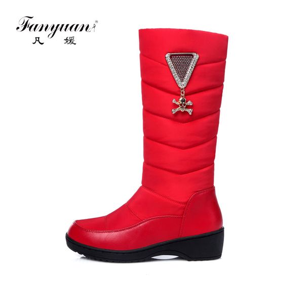 

fanyuan 2018 fashion women knee high snow boots slip on wedges heel round toe shoes winter women snow long boots size 35-44, Black
