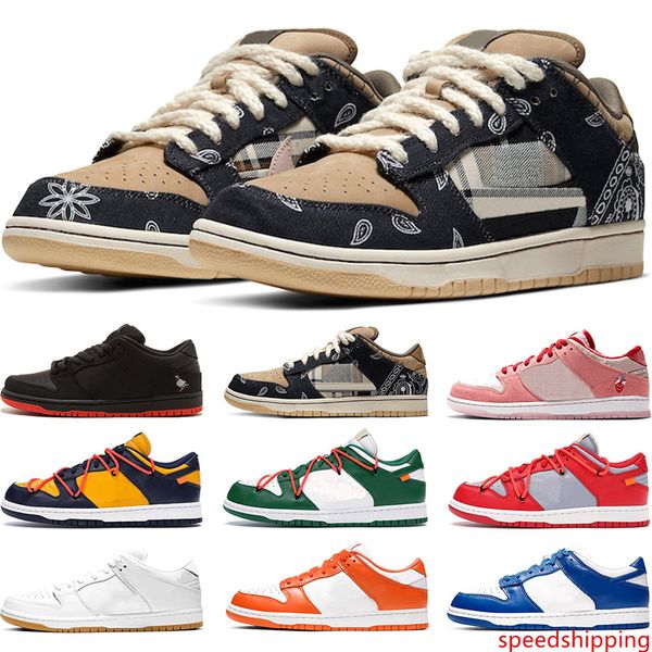 

designer shoes travis scotts dunk low skateboard casual shoe women sneakers white orange green sports chaussures size 36-45