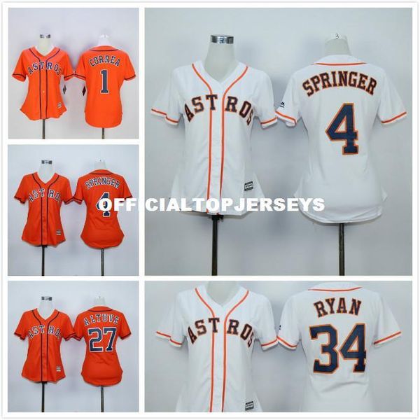 

womens 4 george springer 27 jose altuve 34 nolan ryan jersey, Black;blue
