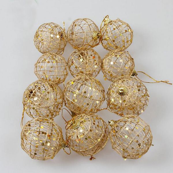 

6 pcs\lot gold hollow out christmas balls christmas pendant for festive party tree drop ornaments decoration supplies