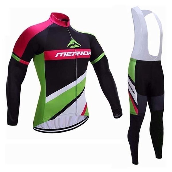 

merida team cycling jersey cycling long sleeves jersey pants sets bib sets quick- dry breathable cycling set, Black