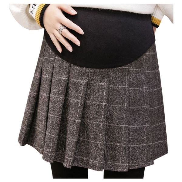 

Spring Plaid maternity skirt spring and autumn style tide mother winter wear pregnant loose wear belly leggings pleated skirt