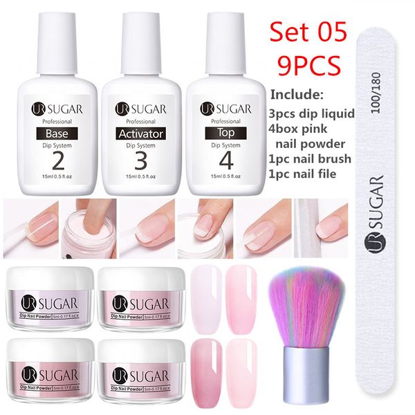 

ur sugar 9pcs dipping glitters set color nail glitter powder acrylic pigment fluorescent powder manicures nail art decoration, Silver;gold