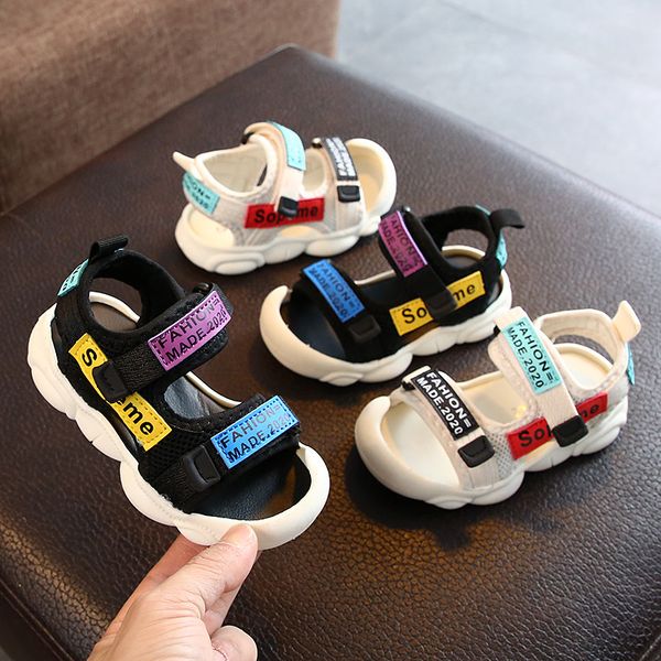 

baby comfortable girls casual boys soft bottom children's beach shoes kids sandals t200428, Black;red