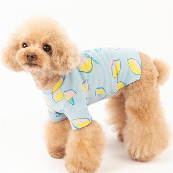 

trendy lemon printed pet dresses summer outdoor breathable pets t-shirts classic design pet skirts 2 colors