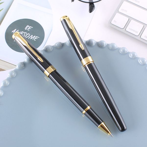 

black and stainless steel business office rollerball pen new school students to learn culture gift ballpoint pen hot, Blue;orange