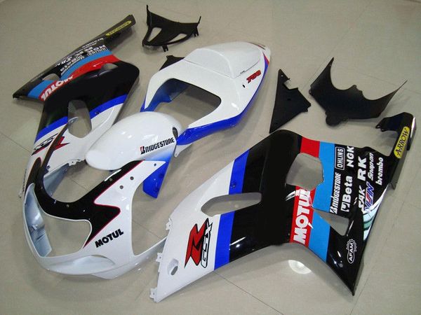 

4 подарков нового abs мотоцикл обтекатели набор, пригодные для suzuki gsx-r600 gsx-r750 600 750 k1 2002 2003 2001 01 02 03 белых черными