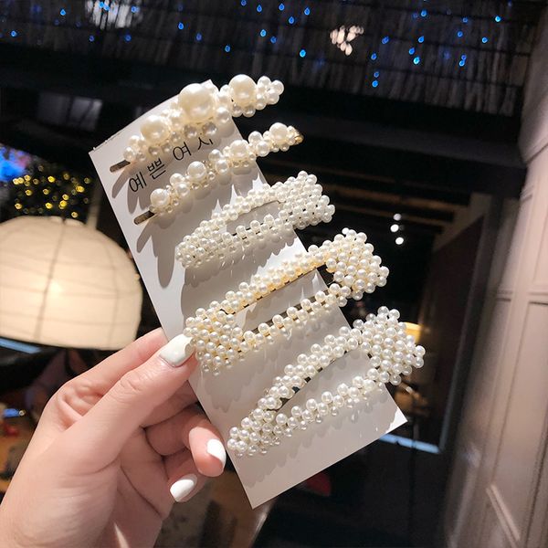 Hot Sale Girls Women Elegant Geometric Pearls Hairpins Headwear