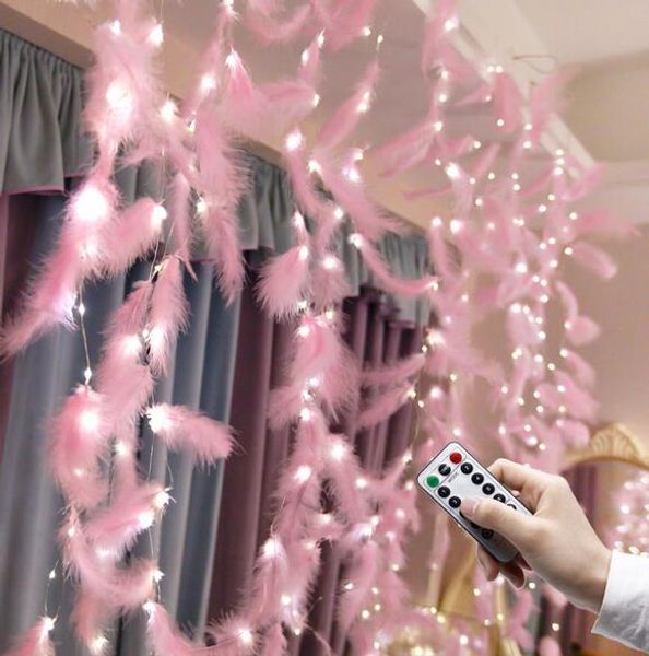 3 3m 300leds Feather Curtain Light Usb String Lights Xmas Party