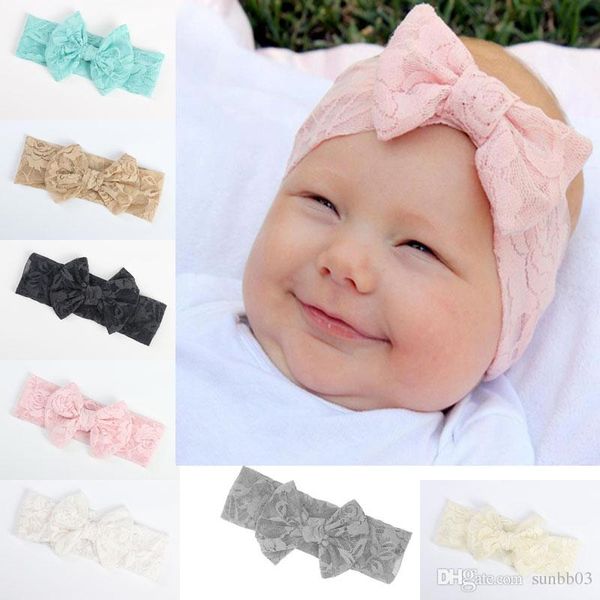 

baby lace headbands girls hair braided childrens soft bowknot hair accessories head wrap lovely infant elastic headband headwraps a627, Slivery;white