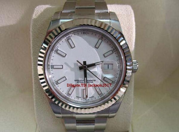 

christmas gift mens watch 116334 ii steel 41mm white dial sticks, Slivery;brown