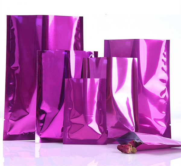 

100pcs open glossy purple aluminum foil bag packaging bag purple heat sealing vacuum