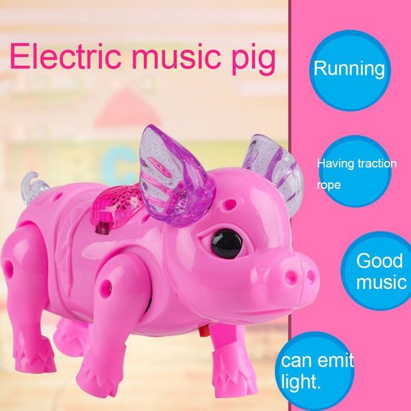 

electric walking singing musical light pig toy with leash interactive kids toy electronics robot gift children birthday present