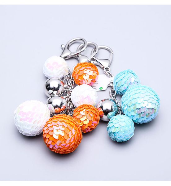 

car keychain key pendant waist hanging cute keychain ball creative key ring bag accessories female jj19841, Slivery;golden