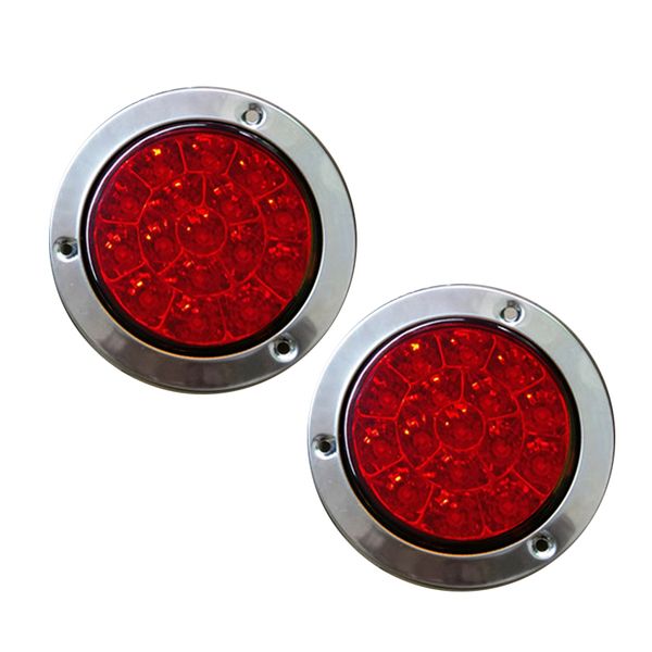 

1 pair 16 leds red car rear tail lights sbrake taillight round rubber ring lamp for truck trailer vehicles 12v/24v