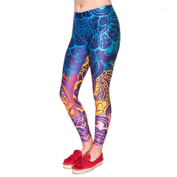 

elasticity pants designer 3d printing fitness utral stretch slim bottoms fashion mandala print leggings workout, Black