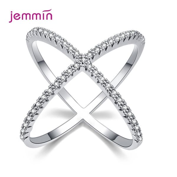 

s925 silver jewelry x crossing finger ring female fashion micro paved cz crystal rings infinity sign women silver rings party, Golden;silver
