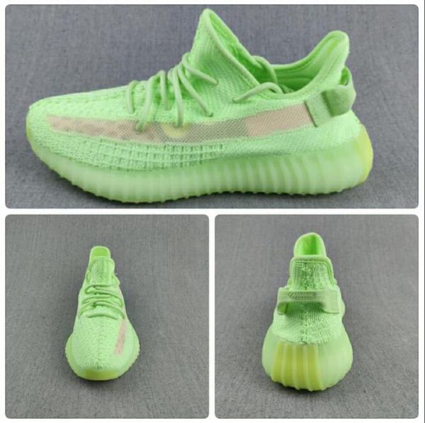 

with box 2019 men women kanye gid running hoe fa hion we t green neaker glow in the dark