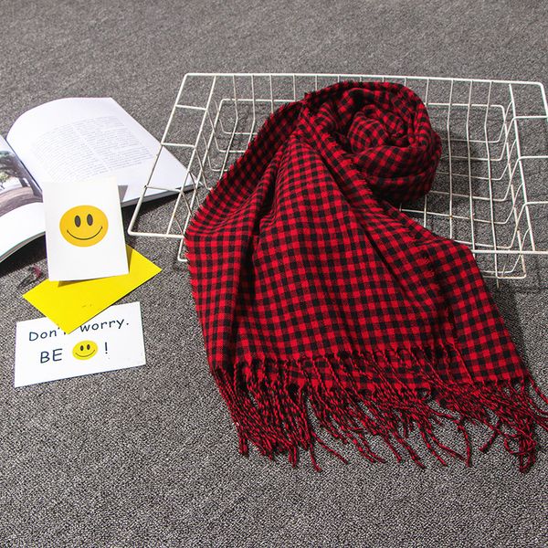 

factory direct autumn and winter new positive small plaid scarf womens faux cashmere fringed plaid scarf shawl wholesale, Blue;gray