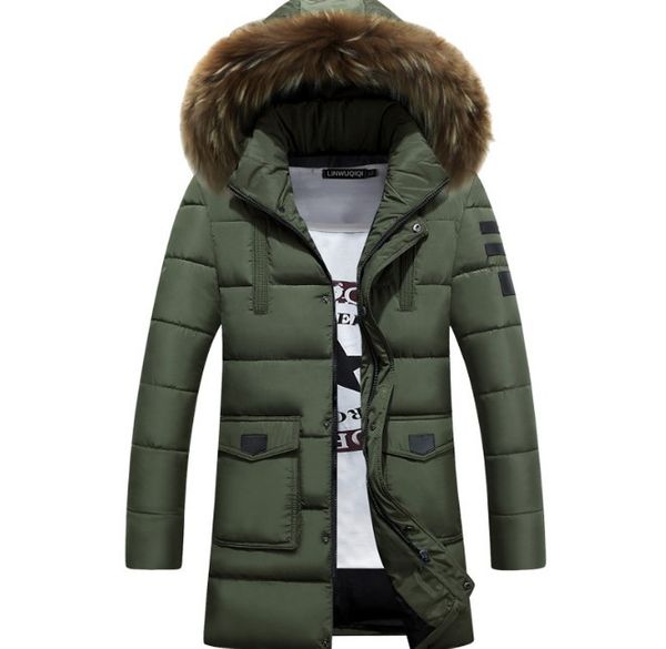 

men in cap cotton clothes,men in wool collar cotton clothes,men medium and long thickwarm cottonclothes, Black