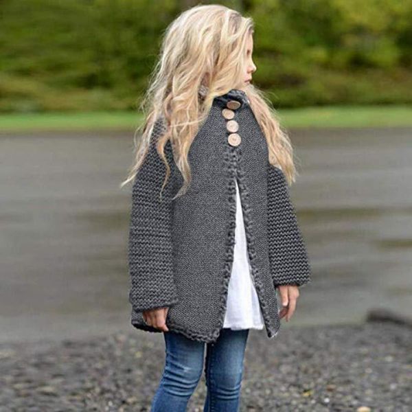 

2020 new arrival spring autumn winter sweaters coat kids baby girls cloak warm sweaters children wool knitwear clothes outfit, Blue