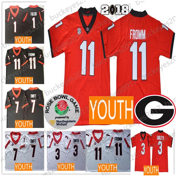 

2019 ncaa youth kid georgia bulldogs #11 jake fromm 7 dandre swift 3 roquan smith black red white uga jerseys