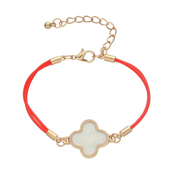 

concise white oil dripping four ye cao lucky pu bracelet, Golden;silver