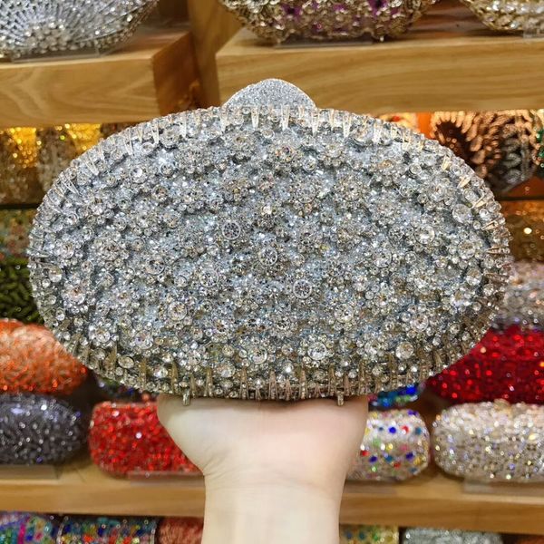 

hollow out luxury silver/green crystal women evening clutch bag bridal diamond handbags wedding party cocktail crossbody purse