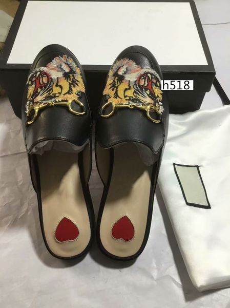 

new sale princetown classic slippery metal buckle beach slippers soft sweethearts slippers high-quality4, Black