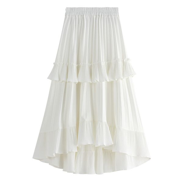 

skirts 2021 autumn short front long back cake style irregular skirt rokjes dames women ladies ruffles black white pleated