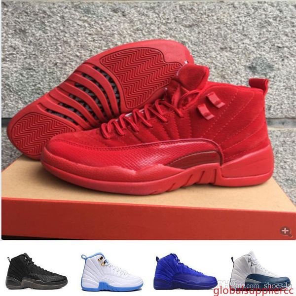 

with box] 12 gs barons red deer nylon all red men basketball shoes 12s women sneakers size 5.5-13