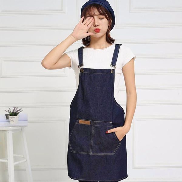 

fashion work apron chef cooking kitchen restaurant coffee shop denim apron rotect clothes against dirt in kitchen cafes