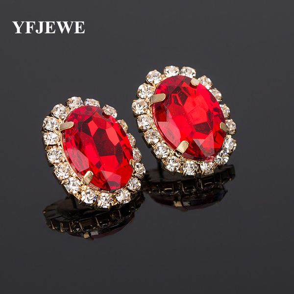 

multicolour crystal gem austrian oval shape ladies super large stud earring valentine's day earrings for women e010, Silver