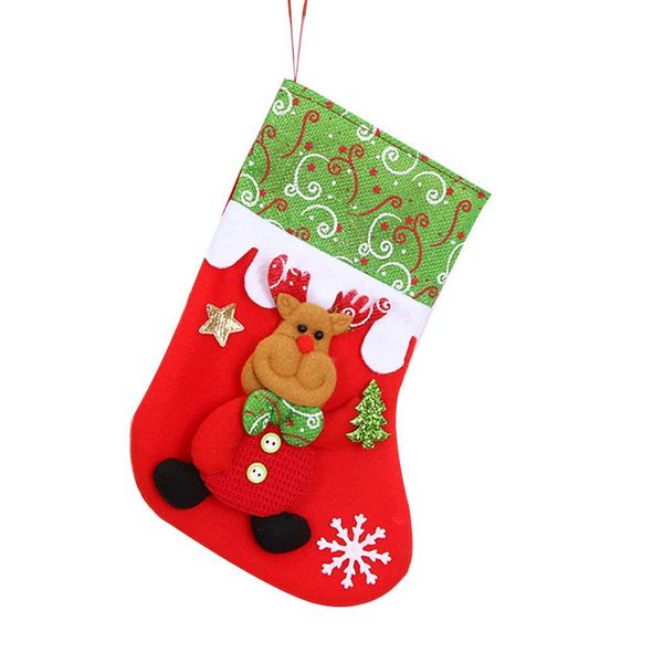 

santa claus snowman reindeer socks stocking bag christmas tree hanging reindeer, santa, and bear. ornaments