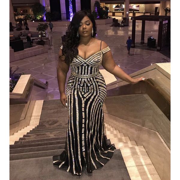 

mermaid evening dresses spaghetti straps black tulle with sequins zipper back trumpet prom gowns, Black;red